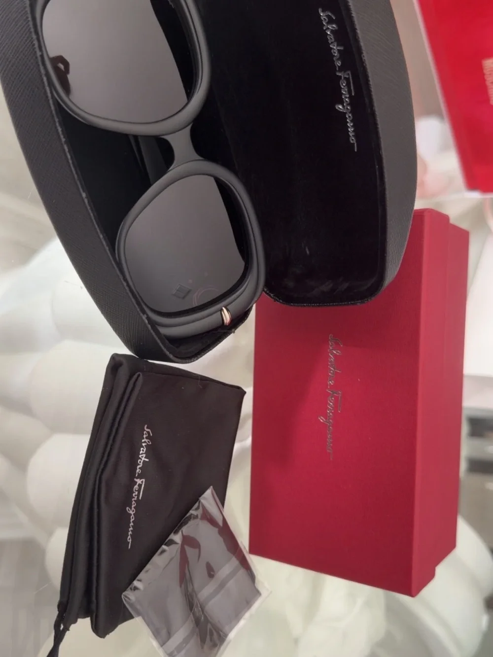 Salvatore Ferragamo Black Square Gradient Lens Sunglasses